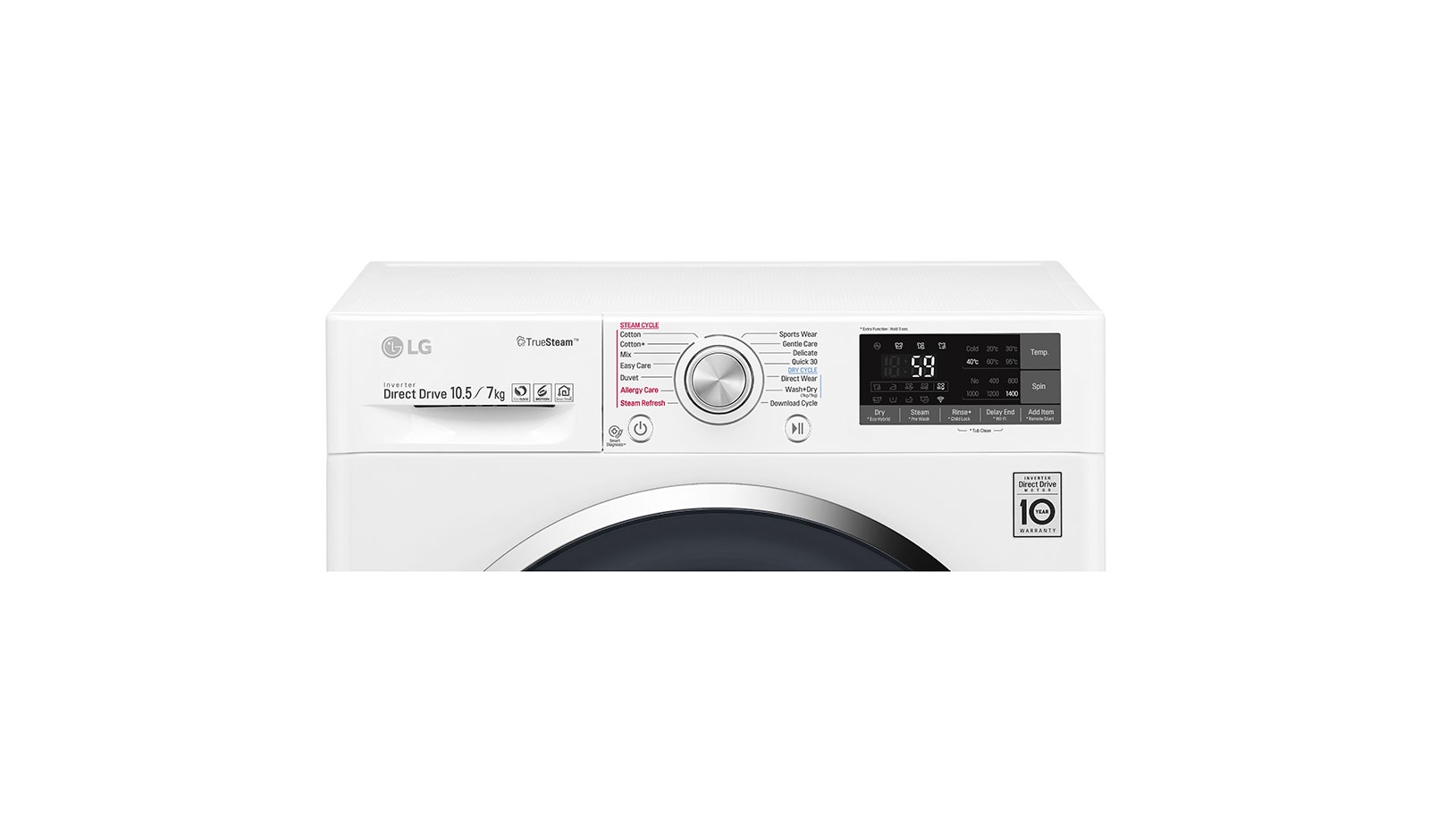 LG 10,5 Kg Yıkama + 7 Kg Kurutma "A+++(-40%)", 1400 Devir, TrueSteam™ Buhar, WiFi Kablosuz Uzaktan Bağlantı, F4J8JHP2W