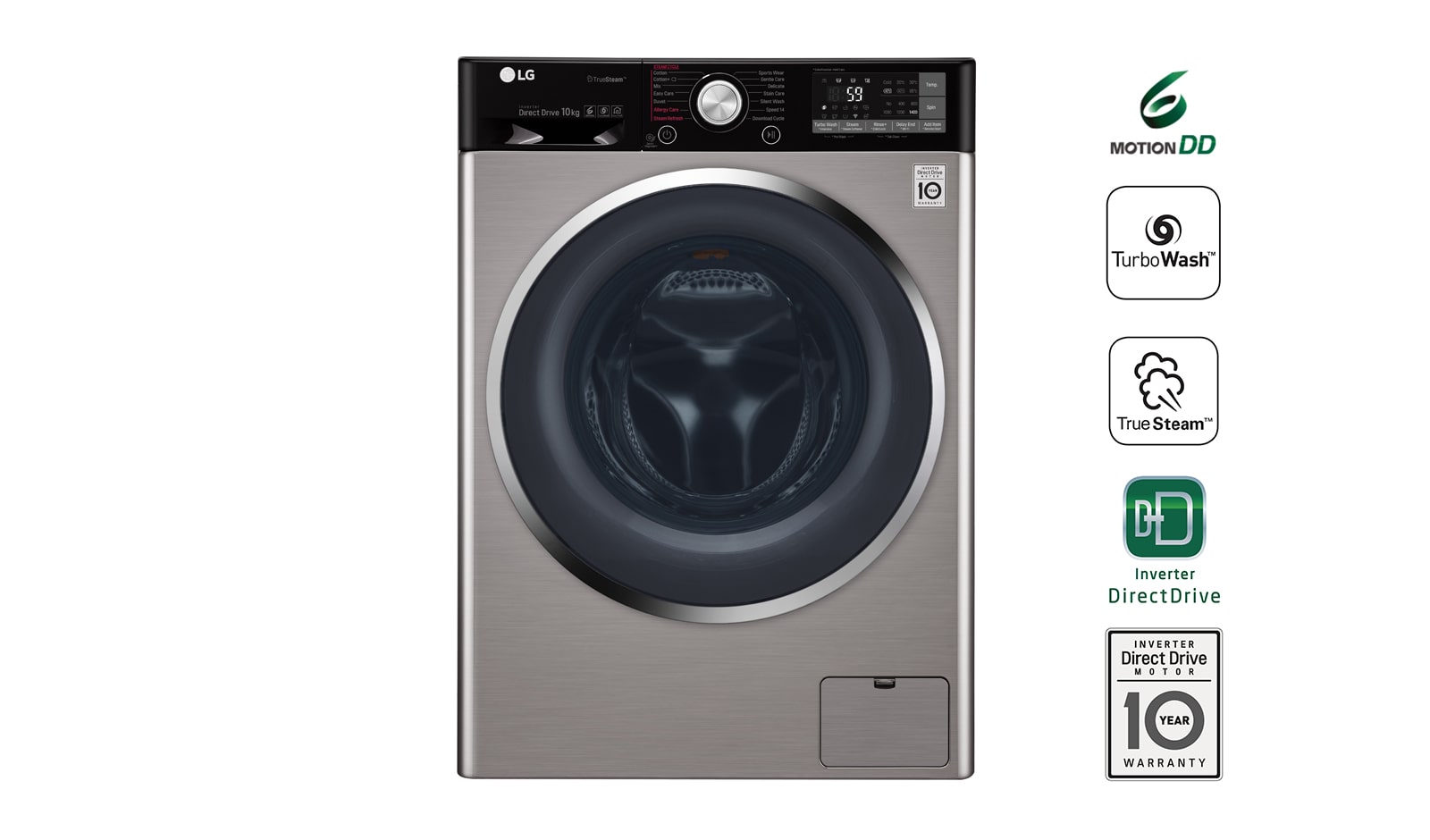 10kg Yıkama &#34;A&#43;&#43;&#43;(-40%)&#34;, 1400 Devir, TrueSteam™ Buhar, WiFi Kablosuz Uzaktan Bağlantı, TurboWash™ F4J9JSP2T için önden görünüm