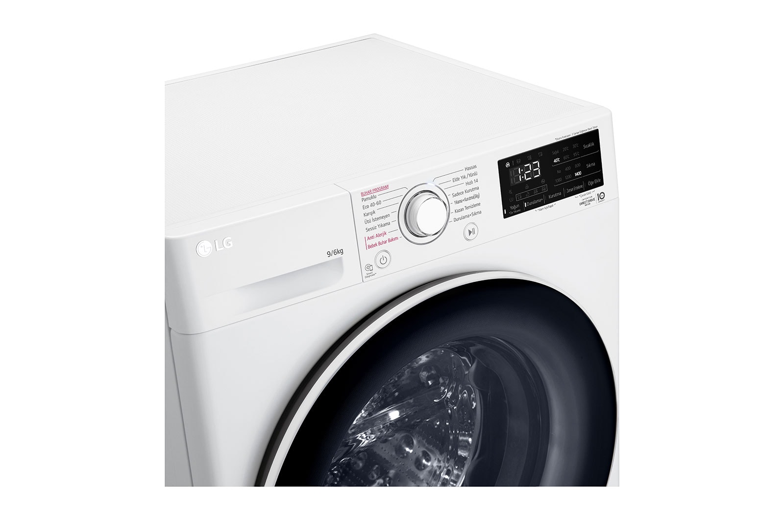 LG AI Direct Drive™ ve Steam+™ özellikli 9/6 kg Önden Yüklemeli Çamaşır ve Kurutma Makinesi, F4V3VRW0WE