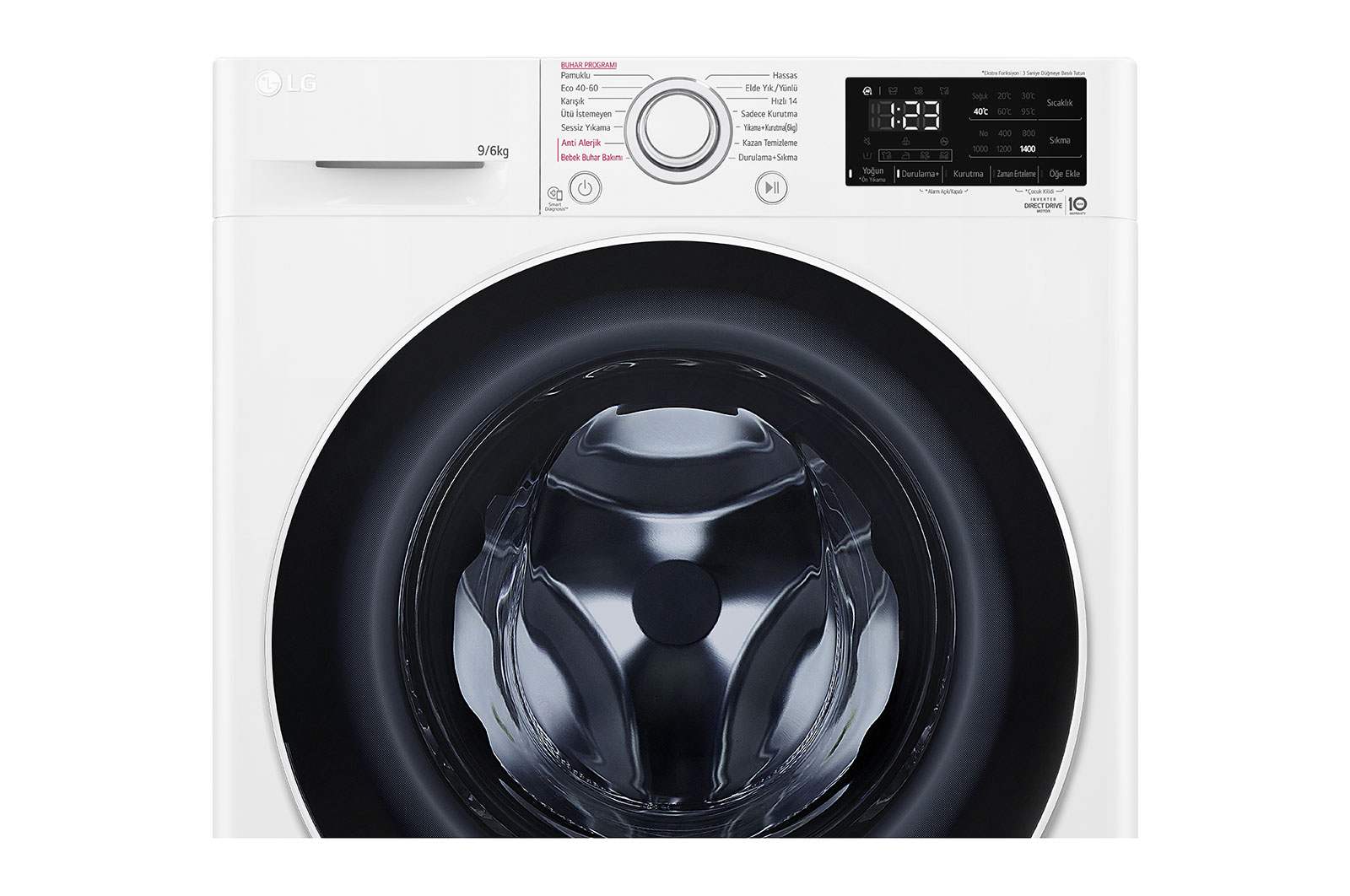 LG AI Direct Drive™ ve Steam+™ özellikli 9/6 kg Önden Yüklemeli Çamaşır ve Kurutma Makinesi, F4V3VRW0WE