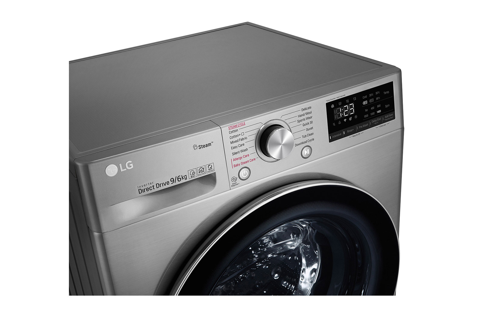 LG Çamaşır ve Kurutma Makinesi, 9/6 Kg, Daha Büyük Kapasite, AI DD, Buhar, F4V3VRWKPE