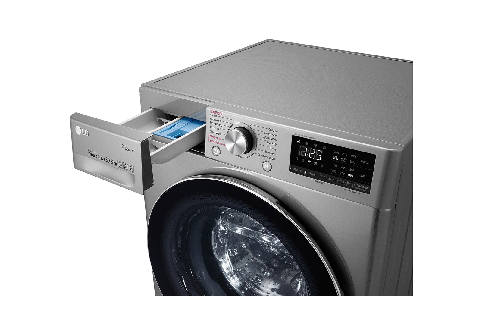 LG Çamaşır ve Kurutma Makinesi, 9/6 Kg, Daha Büyük Kapasite, AI DD, Buhar, F4V3VRWKPE