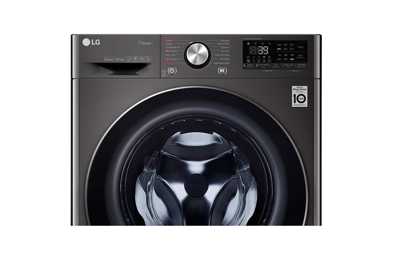 LG Kurutmalı Çamaşır Makinesi 10,5 Kg Yıkama / 7 Kg  1400 Devir  Buharlı TurboWash360 Wi-Fi, F4V9RCP2E