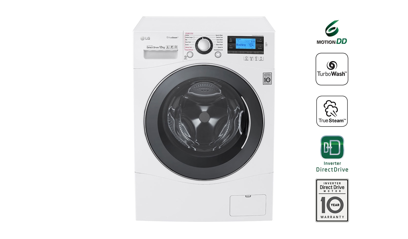 12kg Yıkama &#34;A&#43;&#43;&#43;(-55%)&#34;, 1400 Devir, Beyaz, TrueSteam™ Buhar, Anti-Alerjik, TurboWash™ FH495BDSK2 için önden görünüm