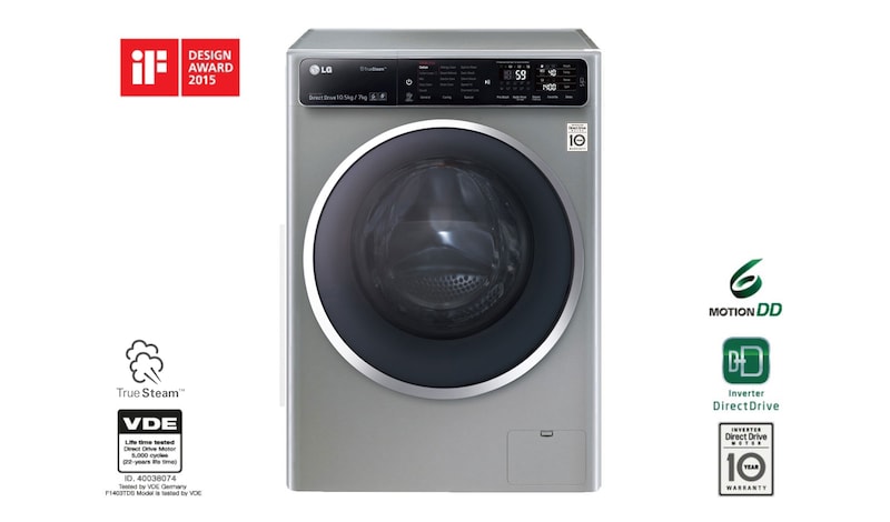 LG 10.5kg Yıkama "A+++ (- 40%)", 7kg Kurutma "A", 1400 Devir, Metalik, TrueSteam™ Buhar, Anti-Alerjik, FH4U1JBHK6N