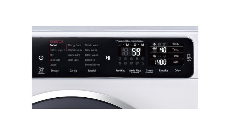 LG 10kg Yıkama "A+++(-40%)", 1400 Devir, Beyaz, TrueSteam™ Buhar, Anti-Alerjik, TurboWash™, FH4U1JBSK2