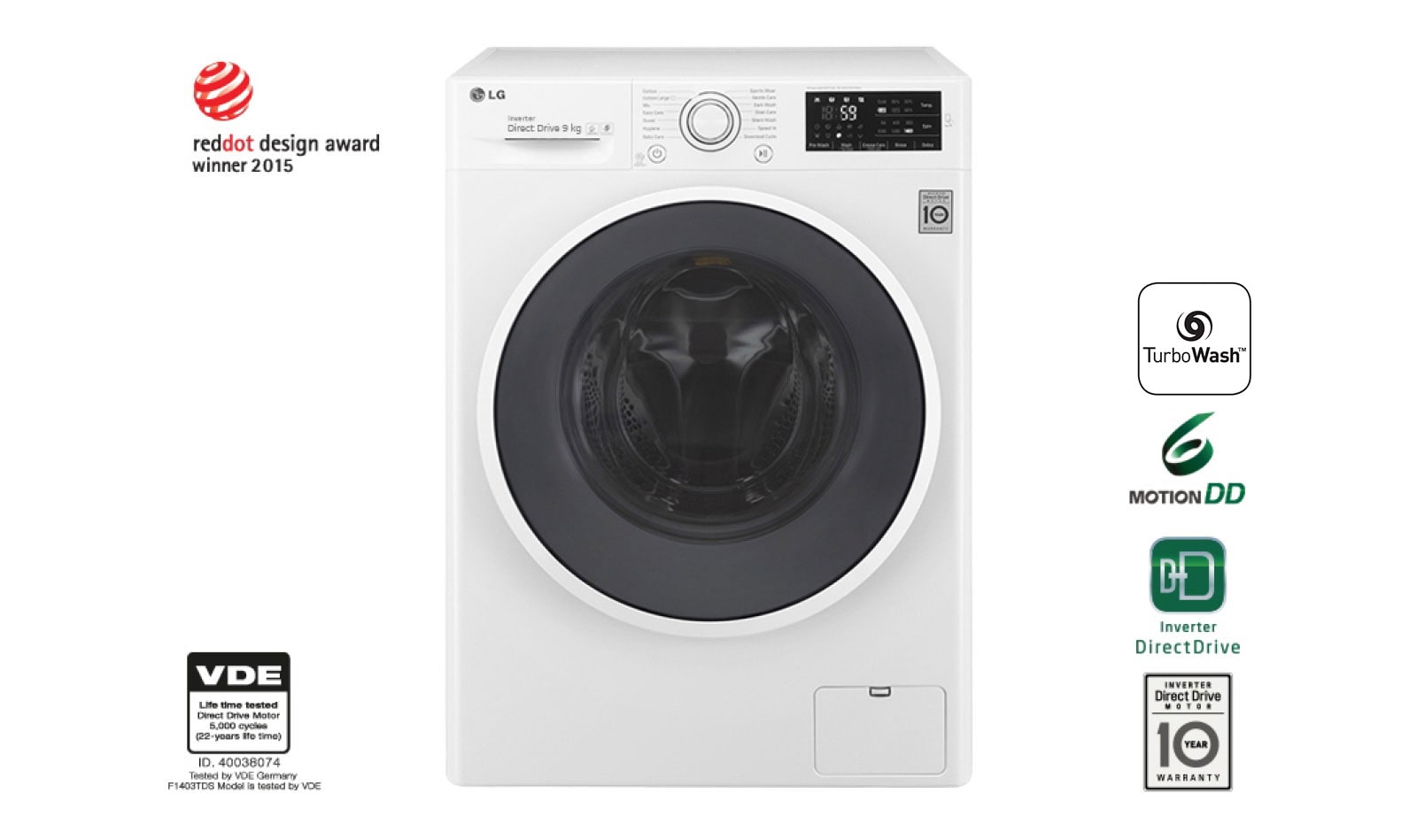 9kg Yıkama &#34;A&#43;&#43;&#43;(-20%)&#34;, 1400 Devir, Beyaz, TurboWash™, Yeni Program İndirme FH4U2VDNP0 için önden görünüm