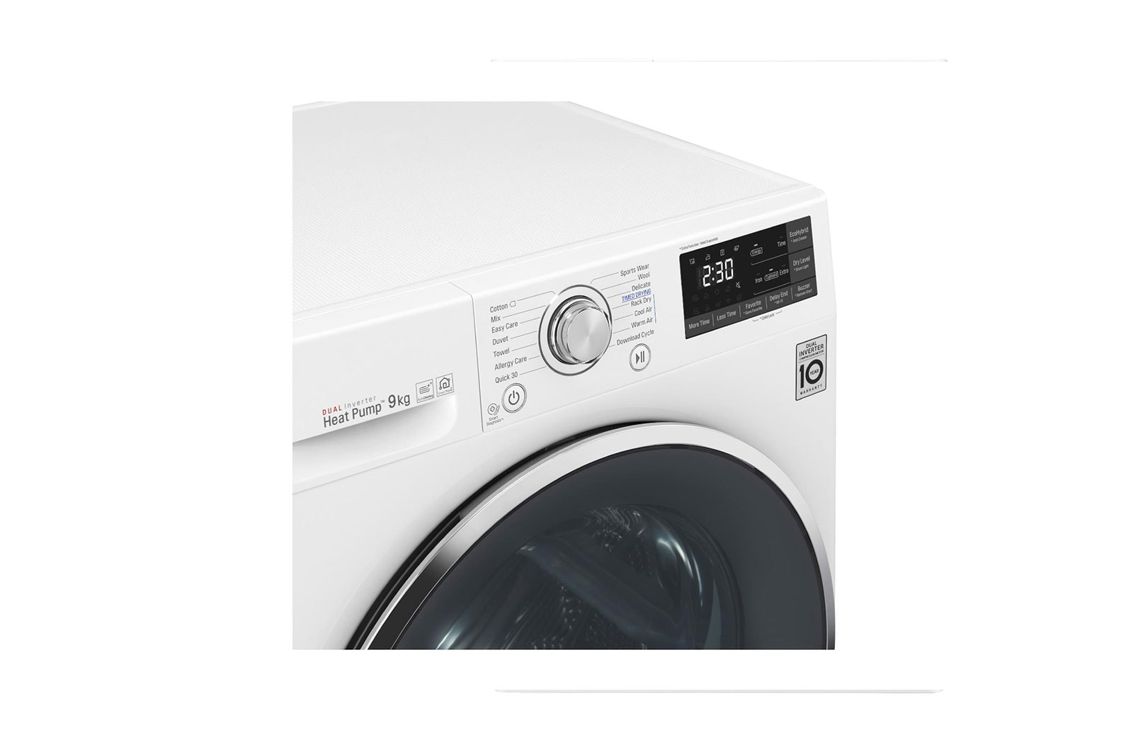LG 9 Kg Çift İnverter Kurutucu, Kurutma sensörü, Beyaz renk, ThinQ (Wi-Fi), RC90U2AV2W