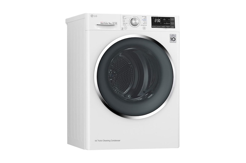 LG 9 Kg Çift İnverter Kurutucu, Kurutma sensörü, Beyaz renk, ThinQ (Wi-Fi), RC90U2AV2W