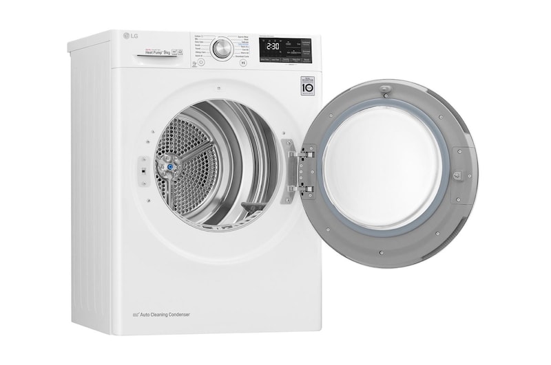 LG 9 Kg Çift İnverter Kurutucu, Kurutma sensörü, Beyaz renk, ThinQ (Wi-Fi), RC90U2AV2W