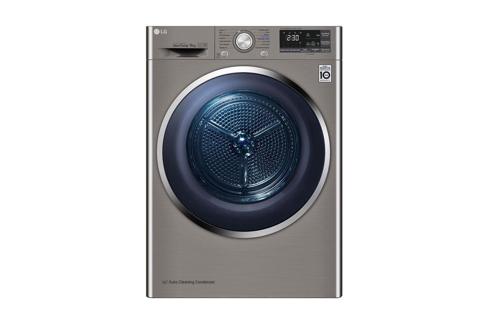 9 Kg Çift İnverter Kurutucu, Kurutma sensörü, ThinQ (Wi-Fi) RC90U2EV2W için önden görünüm