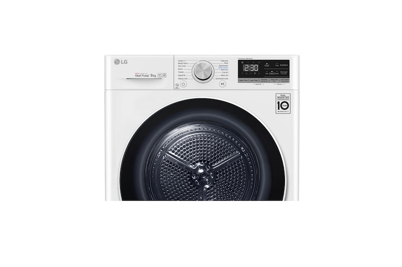 LG Kurutma Makinesi 9 Kg Çift İnverter Kurutucu ThinQ Wi-Fi Enerji Sınıfı A+++(-%10) Beyaz, RC90V9AV2W