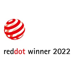 reddot Design Award logosu ve iF Design Award logosu ve Trusted Reviews logosu.