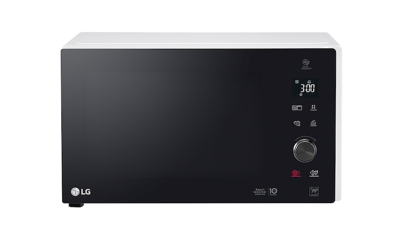 Front view of LG NeoChef™, Izgara Özellikli, Siyah, Paslanmaz Çelik, 25lt, Smart Inverter, EasyClean Mikrodalga MH6565DIS