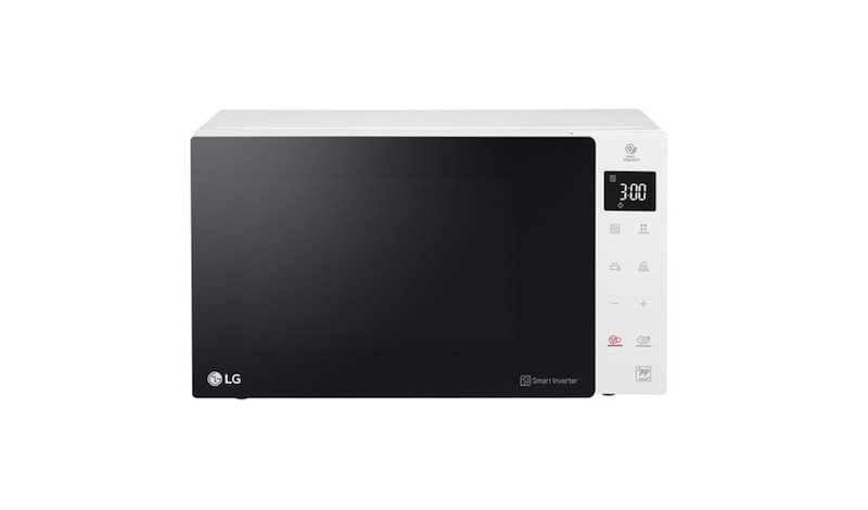 Front view of LG NeoChef™, Beyaz, Paslanmaz Çelik, 25lt, Smart Inverter, EasyClean Mikrodalga MS2535GISW