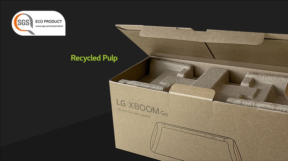 LG XBOOM Go'nun ambalaj kutusu.