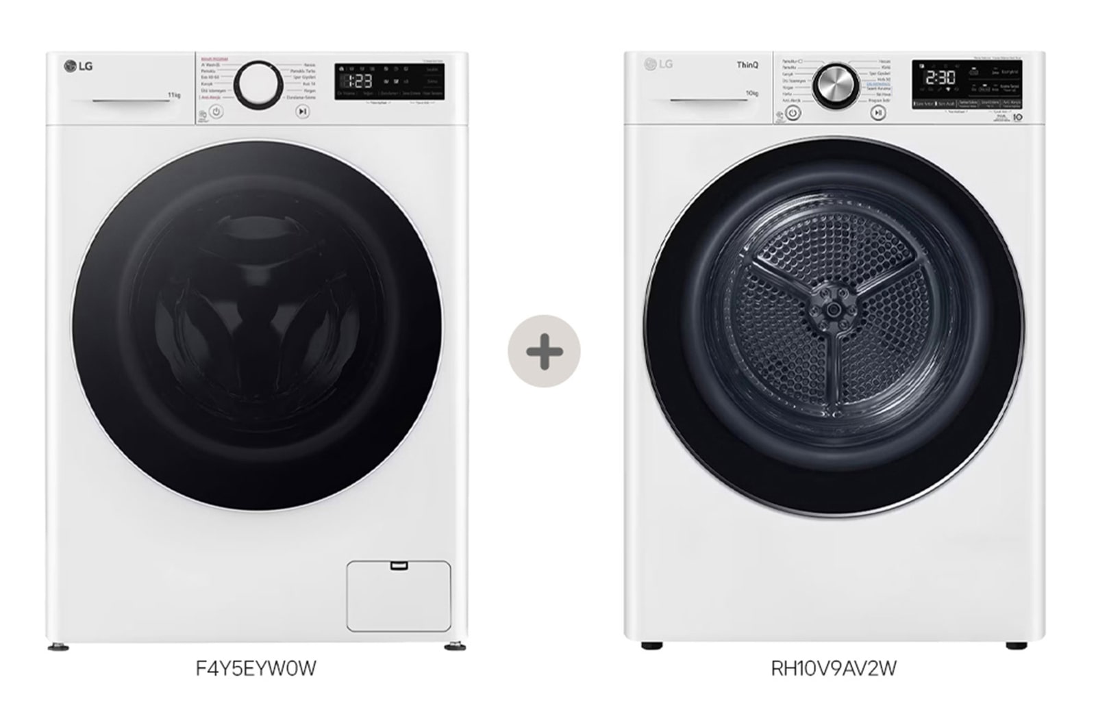 Front view of LG 11 KG Çamaşır Makinesi ve 10 KG Dual Iverter Isı Pompalı Kurutma Makinesi Birlikte Alımlarında İndirim RH10A.F4Y5