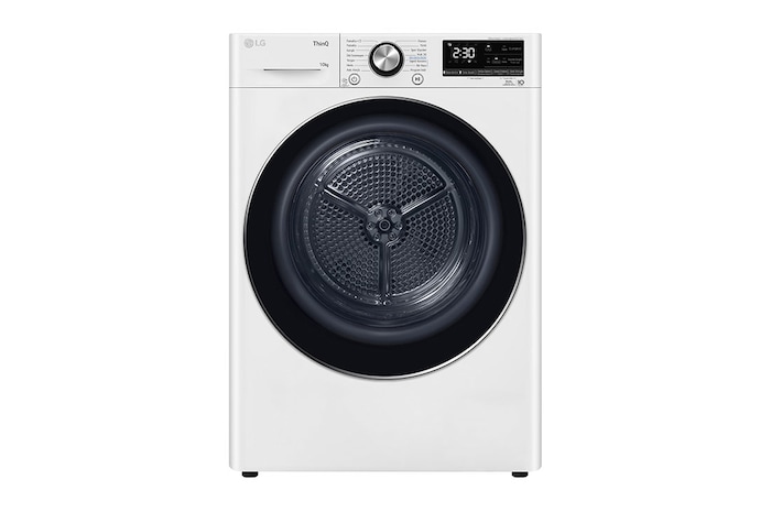 LG 10 Kg Kurutma Makinesi | DUAL Inverter Isı Pompalı Kurutucu | ThinQ (Wi-Fi) özellikli | Beyaz Renk, RH10V9AV2W için önden görünüm
