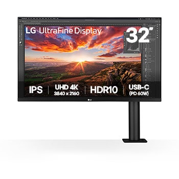 front view with the monitor arm on the right