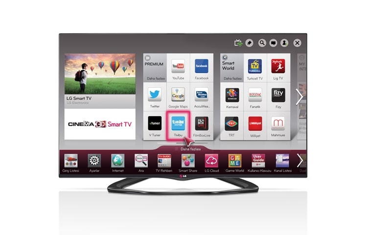 32&#34; LED Cinema 3D Smart TV; 4 adet Cinema 3D Gözlük, 2 adet Dual Play Gözlük, Dahili Wi-Fi, Dahili HD Uydu Alıcısı, MCI 400 HZ gibi özellikleri Cinema Screen Tasarımı ile birleştiriyor. 32LA660S için önden görünüm