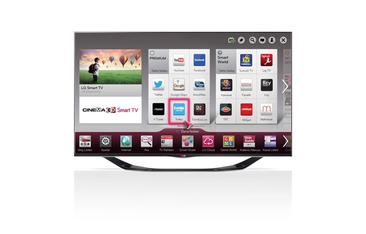 42&#34; LED Cinema 3D Smart TV; 4 adet Cinema 3D Gözlük, 2 adet Dual Play Gözlük, Dahili Wi-Fi, Dahili HD Uydu Alıcısı, Subwoofer, MCI 400 HZ gibi özellikleri Cinema Screen Tasarımı ile birleştiriyor. 42LA690S için önden görünüm
