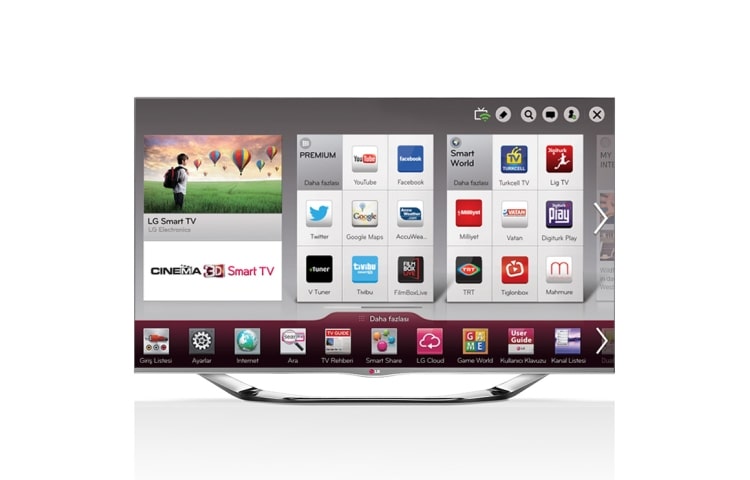 42&#34; LED CINEMA 3D SMART TV; 4 ADET CINEMA 3D GÖZLÜK, 2 ADET DUAL PLAY GÖZLÜĞÜ, DAHİLİ WI-FI, DAHİLİ HD UYDU ALICISI, SUBWOOFER, MCI 400 HZ GİBİ ÖZELLİKLERİ CINEMA SCREEN TASARIMI İLE BİRLEŞTİRİYOR. 42LA691S için önden görünüm