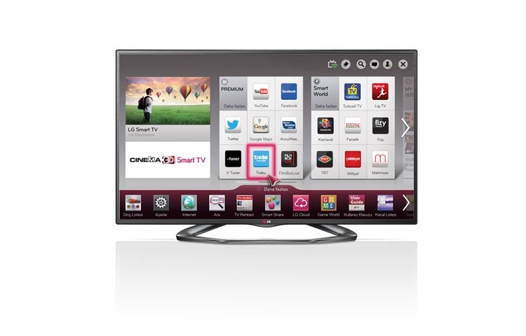 47&#34; LED Cinema 3D Smart TV; 4 adet Cinema 3D Gözlük, Dahili Wi-Fi, Dahili HD Uydu Alıcısı, MCI 200 HZ gibi özelliklere sahip. 47LA620S için önden görünüm