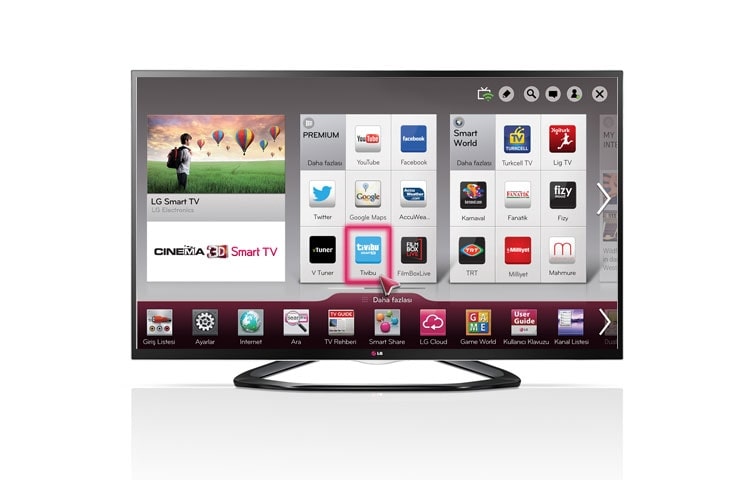 47&#34; LED Cinema 3D Smart TV; 4 adet Cinema 3D Gözlük, Dahili Wi-Fi, Dahili HD Uydu Alıcısı, MCI 200 HZ gibi özelliklere sahip. 47LA640S için önden görünüm