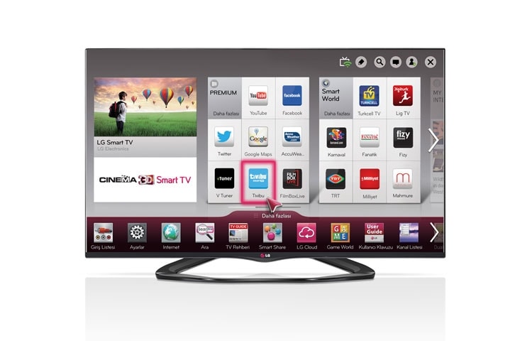47&#34; LED Cinema 3D Smart TV; 4 adet Cinema 3D Gözlük, 2 adet Dual Play Gözlük, Dahili Wi-Fi, Dahili HD Uydu Alıcısı, Subwoofer, MCI 400 HZ gibi özellikleri Cinema Screen Tasarımı ile birleştiriyor. 47LA660S için önden görünüm