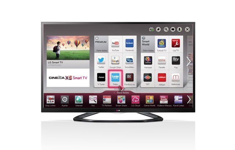 55&#34; LED Cinema 3D Smart TV; 4 adet Cinema 3D Gözlük, Dahili Wi-Fi, Dahili HD Uydu Alıcısı, MCI 200 HZ gibi özelliklere sahip. 55LA640S için önden görünüm