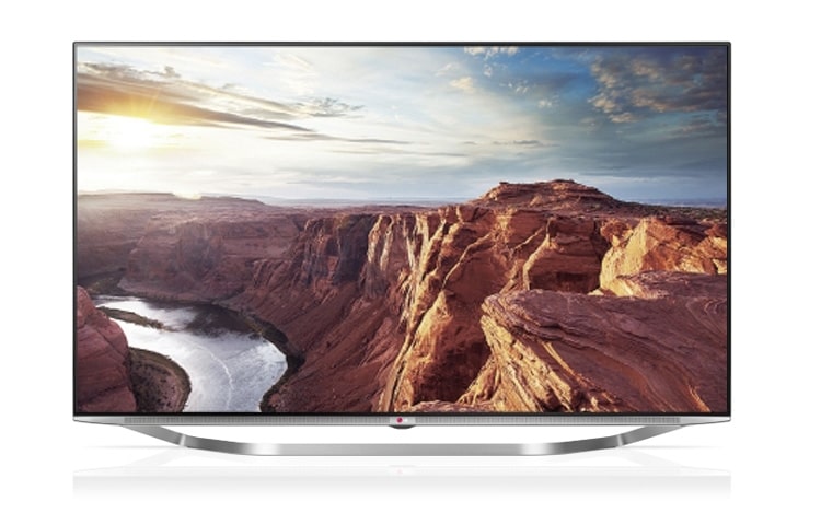 Front view of 55" (139cm) 4K ULTRA HD TV | 3840x2160P ÇÖZÜNÜRLÜK | MCI 1250 | TRU-ULTRA HD ENGINE | ULTRA SURROUND | webOS | 4K 3D+ 55UB950V