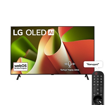 Front view of 77 inç LG OLED AI B4 4K Smart TV AI Sihirli Kumanda Dolby Vision webOS24 OLED77B46LA