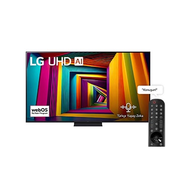 Front view of 75 inç LG UHD AI UT91 4K Smart TV AI Sihirli Kumanda HDR10 webOS24 75UT91006LA