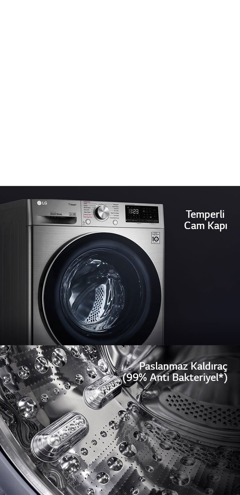 LG F4R5VYW2T 9 KG Daha Dayanıklı ve Daha Hijyenik