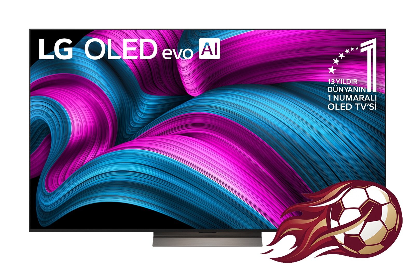Front view of 65 inç LG OLED evo AI C5E 4K 144Hz Smart TV AI Sihirli Kumanda webOS25 2025 OLED65C5ELB