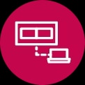 Gri duvarda iki dosyayı gösteren TV. TV'nin altındaki grafik görüntüsünde birbirine bağlı iki bilgisayar gösterilmektedir.