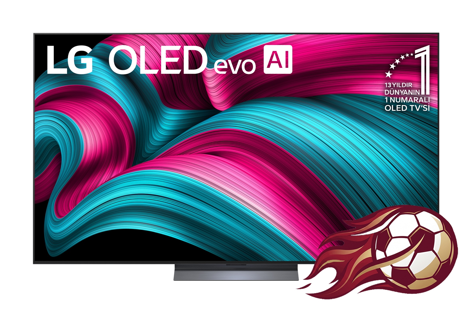 Front view of 83 inç LG OLED evo AI C5 4K 144Hz Smart TV AI Sihirli Kumanda webOS25 2025  OLED83C54LA