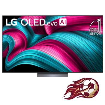 Front view of 83 inç LG OLED evo AI C5 4K 144Hz Smart TV AI Sihirli Kumanda webOS25 2025  OLED83C54LA