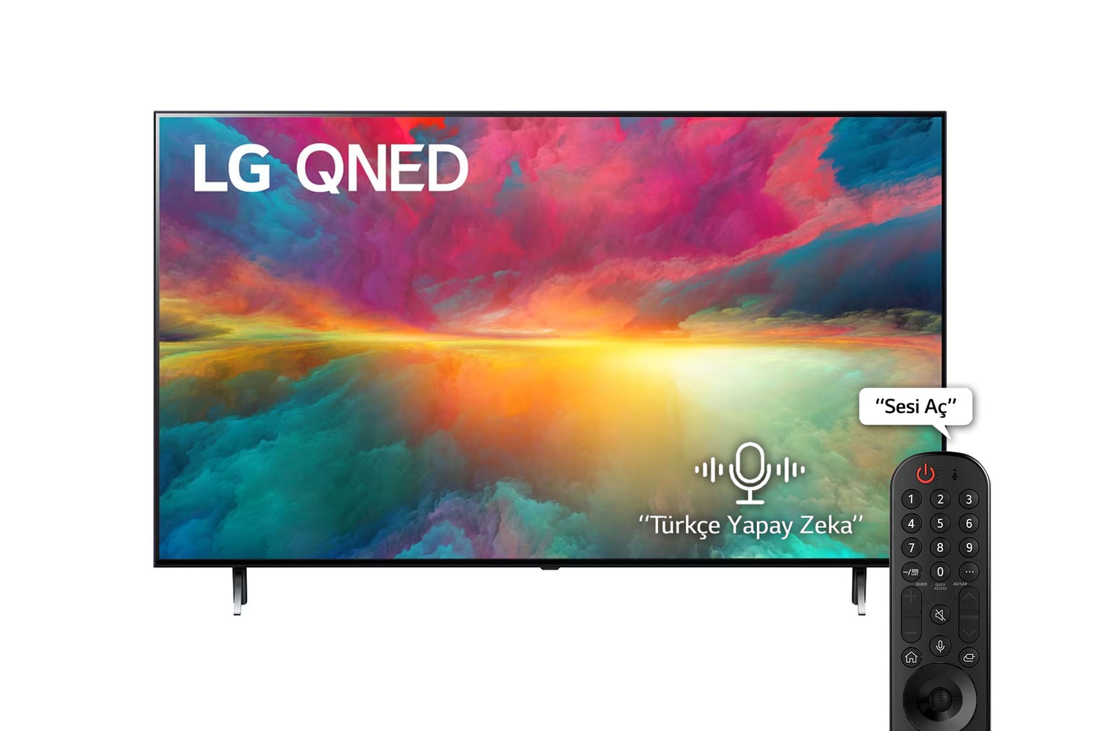 Front view of LG QNED 4K TV, 65 inç QNED756R Serisi , webOS 23 Smart AI ThinQ , Uydu Alıcılı, Sihirli Kumanda Uyumlu, HDR10, HLG , 2023 65QNED756RA