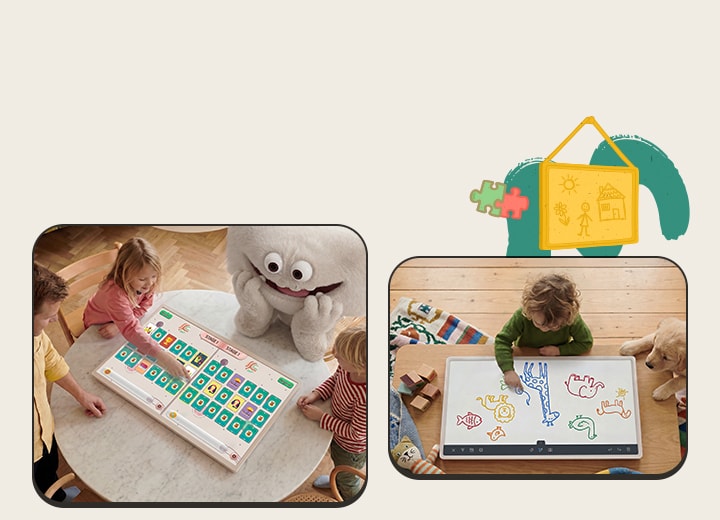 Full Touch Screen özelliğine sahip LG StanbyME 2 Max LX6 Movable Screen; tüm ailenin Interactive Board Games oynamasına ve Let’s Draw with Generative AI ile çizim yapmasına olanak tanıyarak sezgisel dokunmatik etkileşimle eğlenceli ve ortak anlar yaratır.