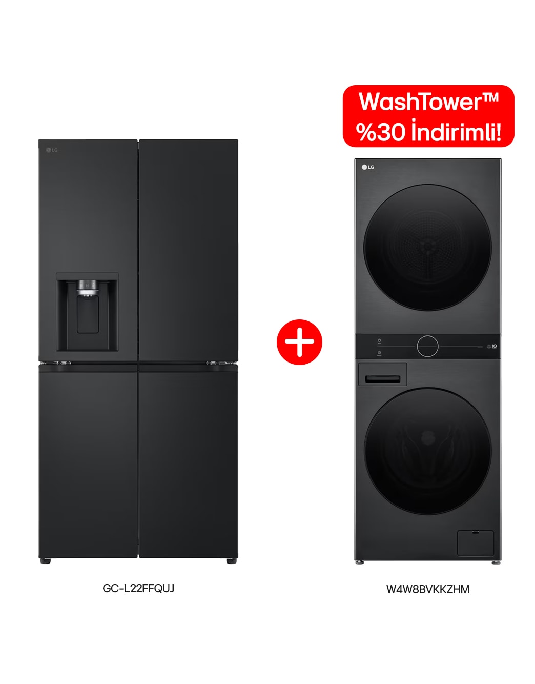 LG 506 Litre Gardırop Tipi No Frost Buzdolabı ile LG WashTower