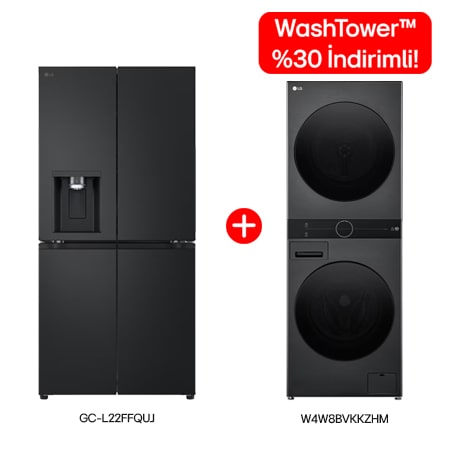 LG 506 Litre Gardırop Tipi No Frost Buzdolabı ile LG WashTower