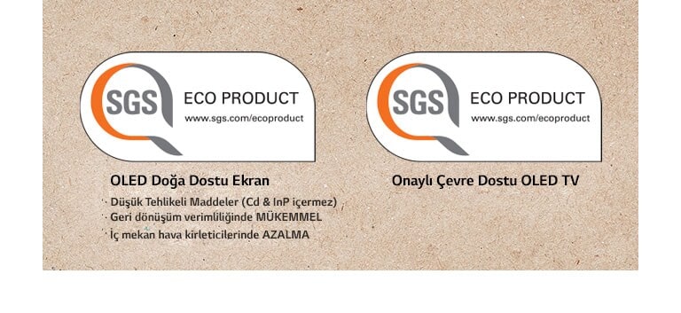 OLED paneller ve OLED TV setlerinde SGS sertifikası logosu.