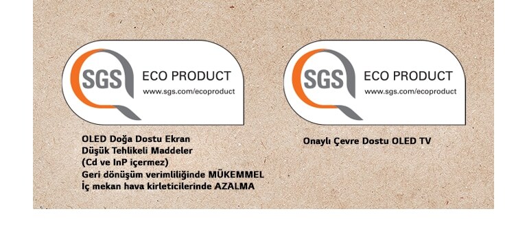OLED paneller ve OLED TV setlerinde SGS sertifikası logosu.