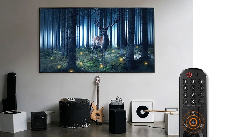 Sesli komut düğmesi etkinleştirilip caz çalma komutu verildiğinde, TV caz müzik çalar. İkinci sesli komut, "Televizyonu bir saat sonra kapat." dediğinde televizyon kapanır. (videoyu oynatın)