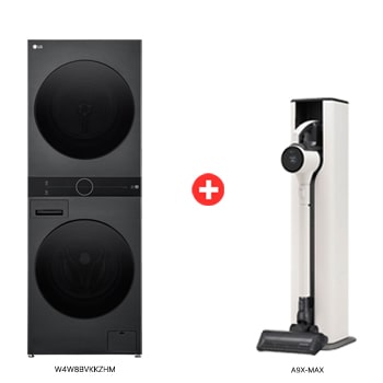Front view of LG WashTower™ ve A9X-MAX Alımlarında İndirim W4W8.A9XM