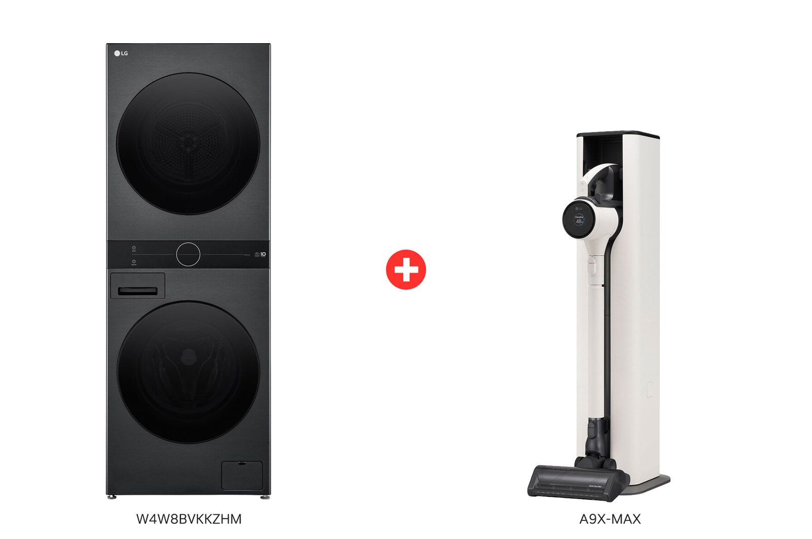 Front view of LG WashTower™ ve A9X-MAX Alımlarında İndirim W4W8.A9XM