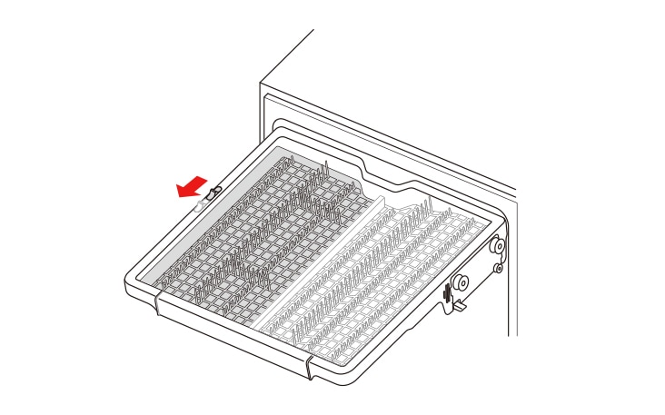 取出所有餐具 向外拉出整個頂層餐具架