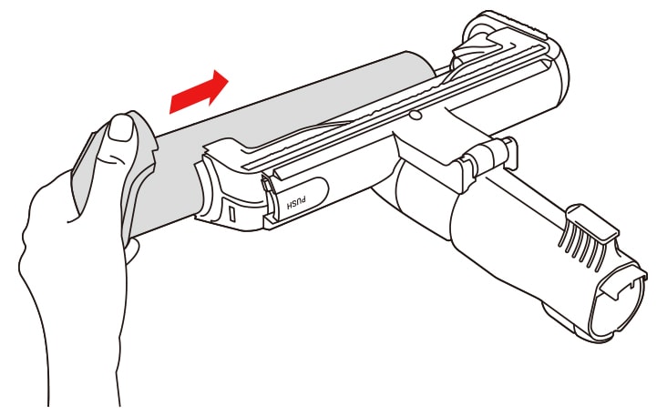 將旋轉刷滑入吸頭，直至聽見咔噠一聲