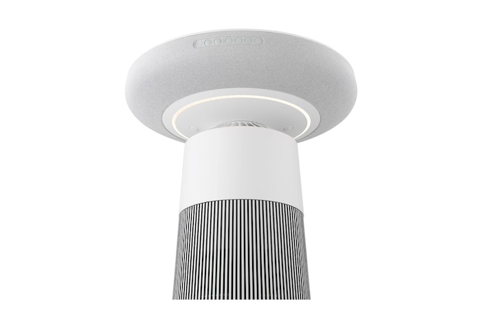 配備圓形無線充電面板的 LG PuriCare™ Aerospeaker 俯視圖